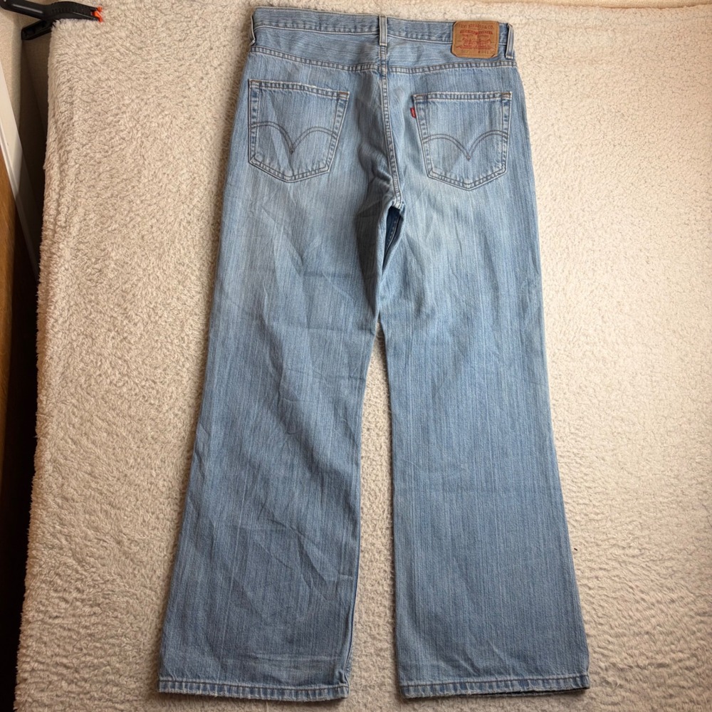 Levis 567 Y2K Low Loose Boot Cut Jeans Light Wash Denim Mens 34x30